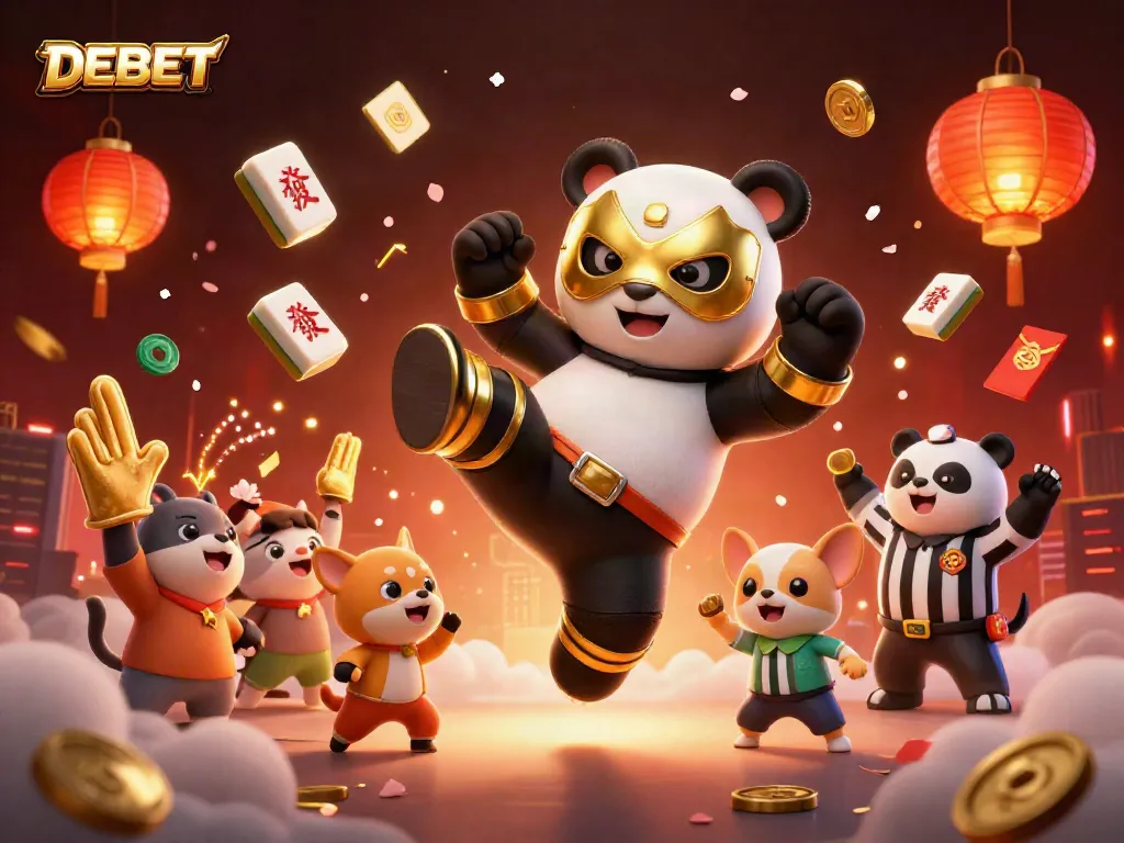 Experience DEBET’s thrilling gaming environment with lively characters and dynamic casino elements.